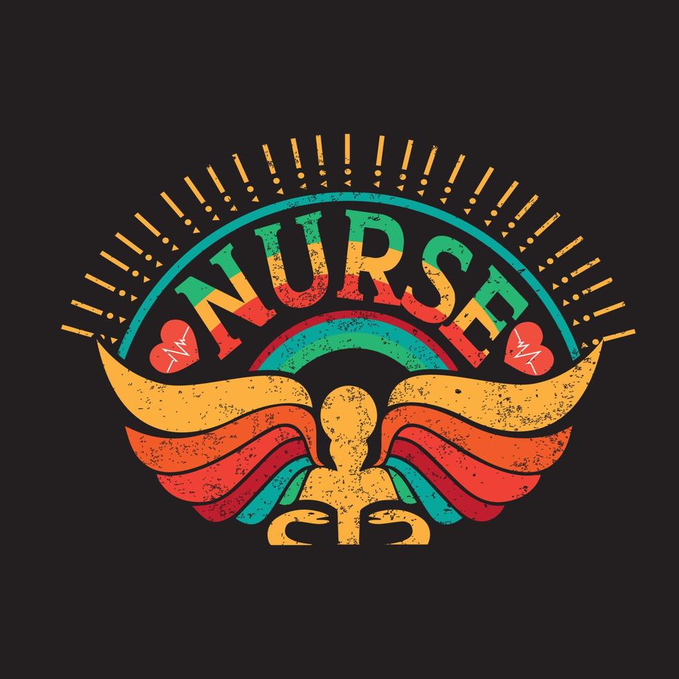 designs de camisetas de enfermeira com vetor exclusivo