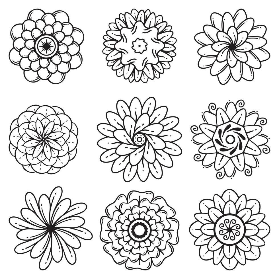 elementos desenhados à mão doodle floral vetor
