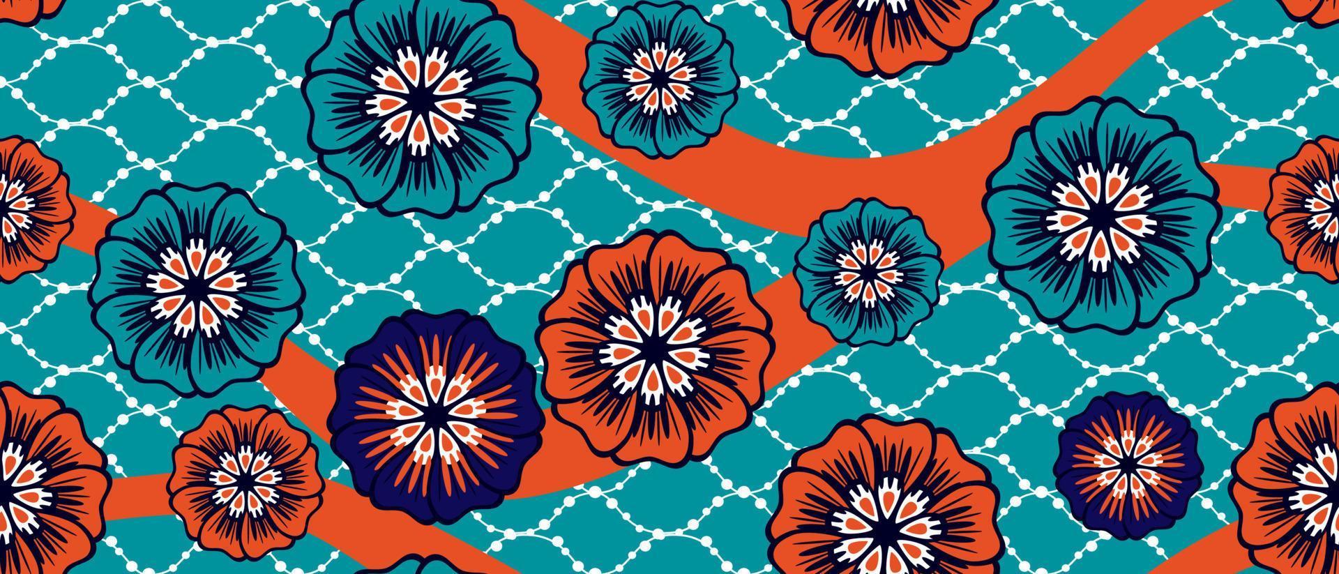 padrão tradicional étnico africano. sem costura linda kitenge, chitenge, estilo de cera holandesa. design de moda em colorido. motivo abstrato geométrico. comumente conhecido como estampas de ankara, estampas de cera africanas. vetor