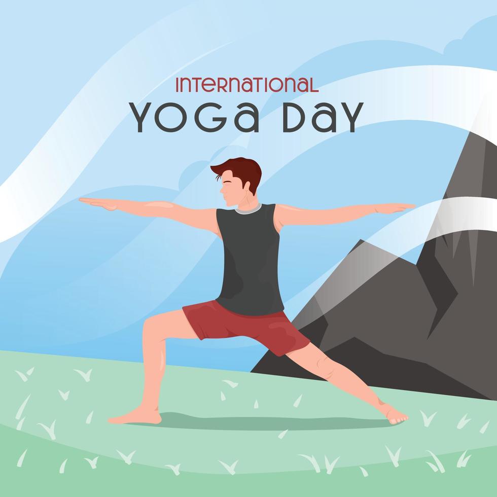 ilustração de homem fazendo asana para o dia internacional de ioga em 21 de junho vetor