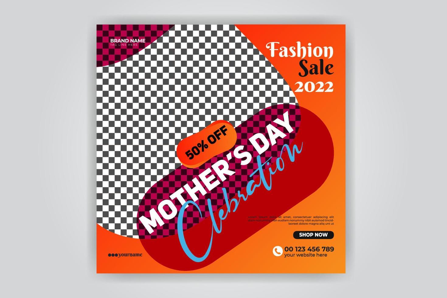 vendas de moda do dia das mães oferecem desconto banner de mídia social modelo de design de postagem download grátis vetor