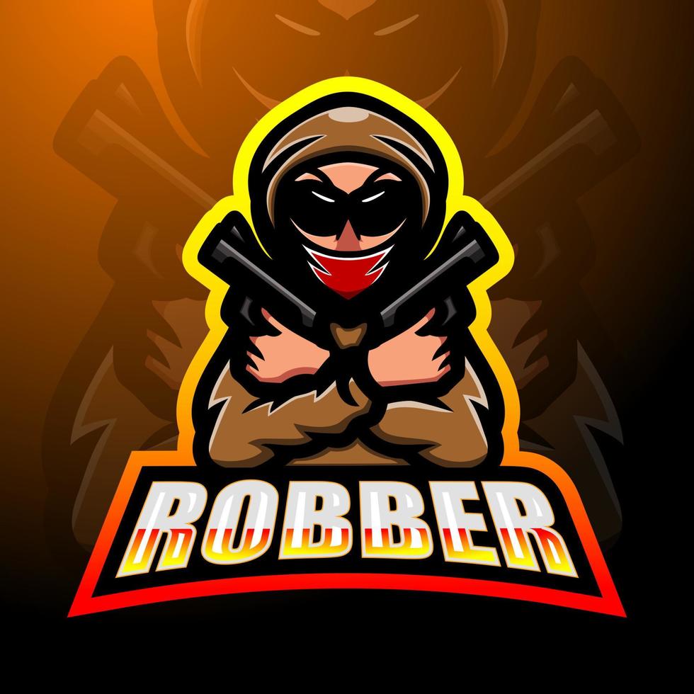 design de logotipo de esport de mascote de atirador de ladrão vetor
