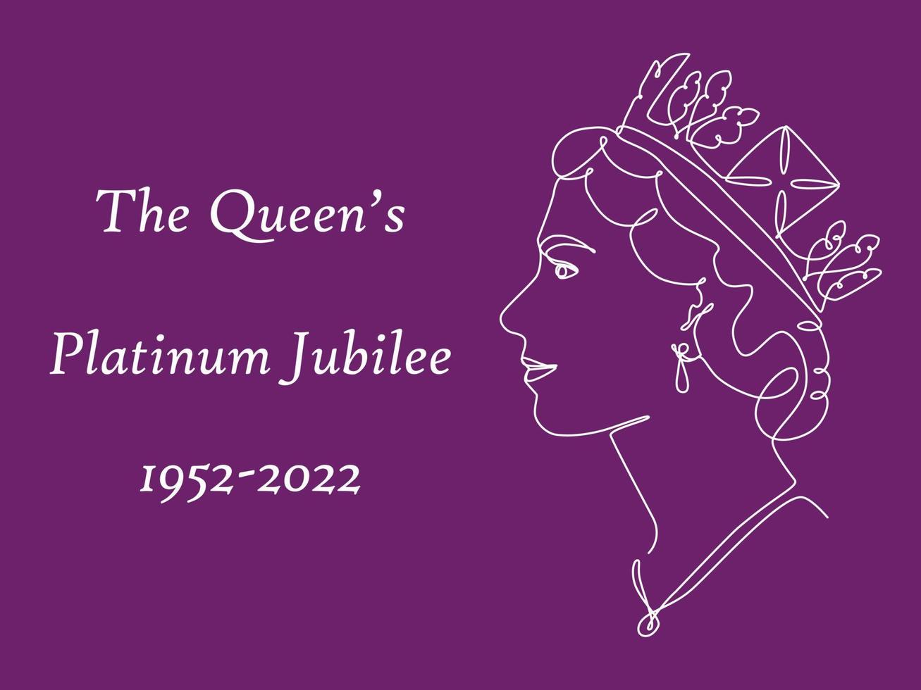 fundo de celebração do jubileu de platina da rainha com perfil lateral da rainha elizabeth na coroa. arte de linha contínua ou desenho de uma linha. vetor