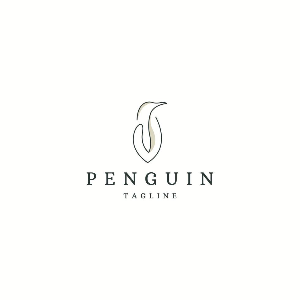 modelo de design de ícone de logotipo animal pinguim ilustração em vetor plana