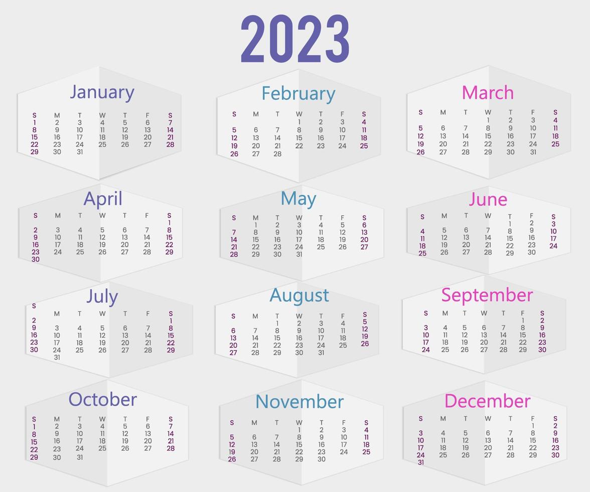modelo de calendário anual 2023 vetor