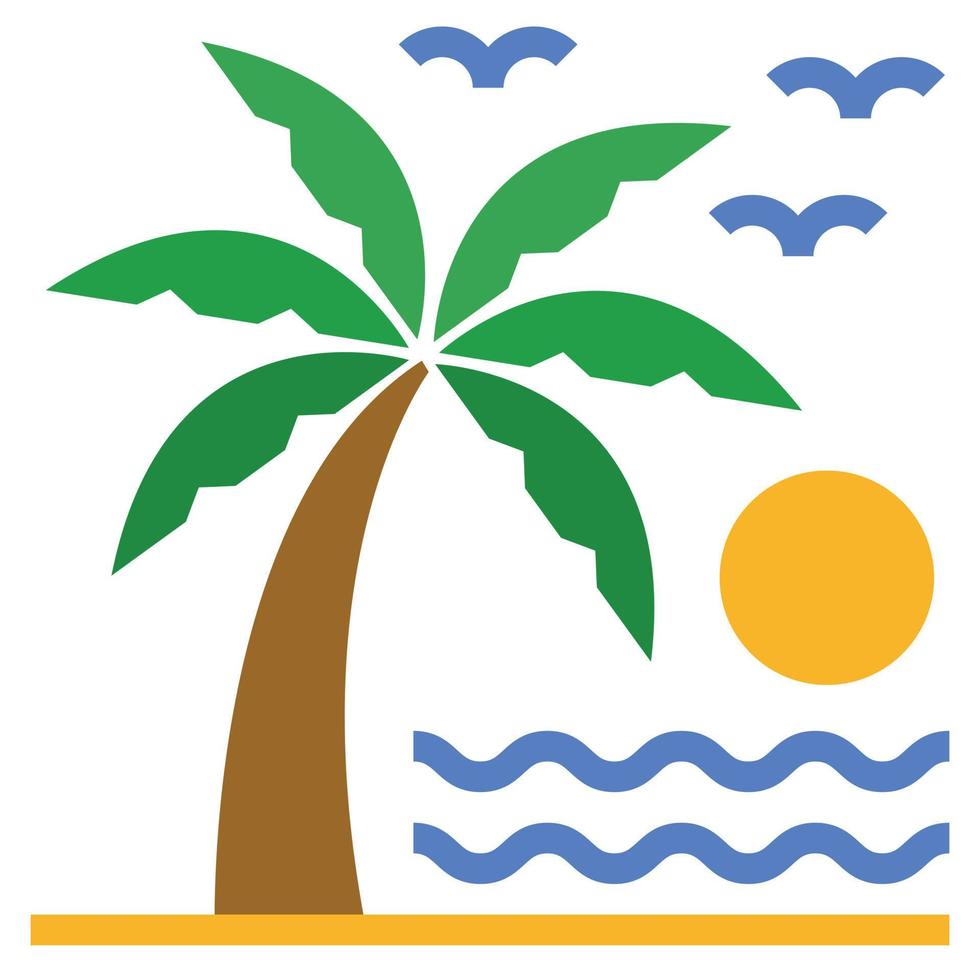 ilustração vetorial de ícone de árvore de coco, madeira, natureza vetor