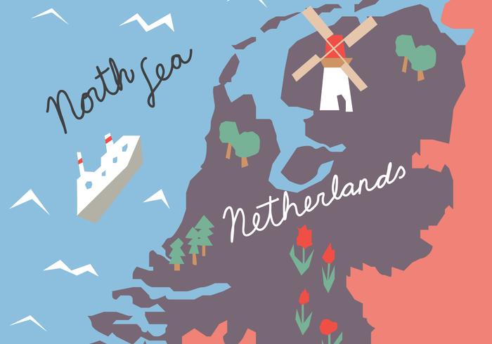 Mapa colorido da Holanda vetor