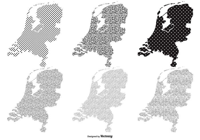 Mapas texturizados de Netherland vetor