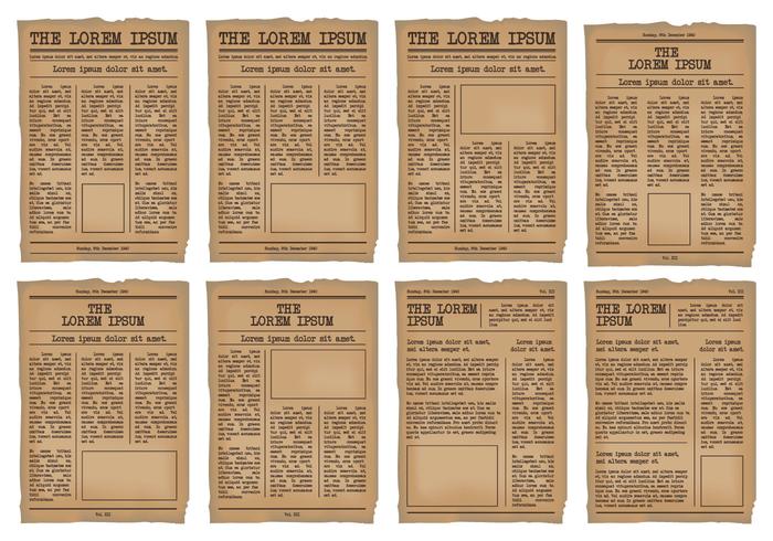 Conjunto de vetores de Old Newspaper Template