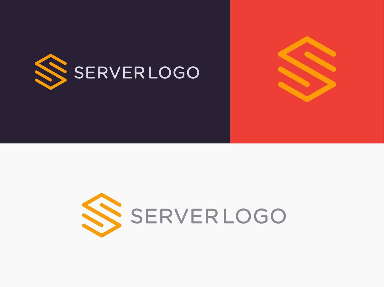 design de logotipo de servidor para host de servidor, logotipo de vetor de negócios de aluguel de armazenamento de dados, design de logotipo de negócios