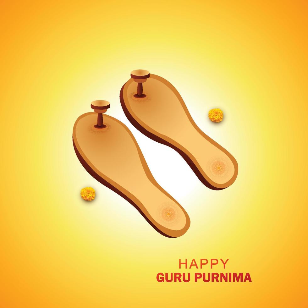 celebração do guru purnima no fundo do cartão de saudação guru paduka vetor