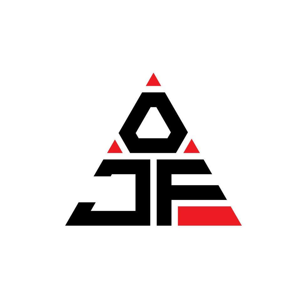 design de logotipo de letra triângulo ojf com forma de triângulo. monograma de design de logotipo de triângulo ojf. modelo de logotipo de vetor de triângulo ojf com cor vermelha. ojf logotipo triangular logotipo simples, elegante e luxuoso.