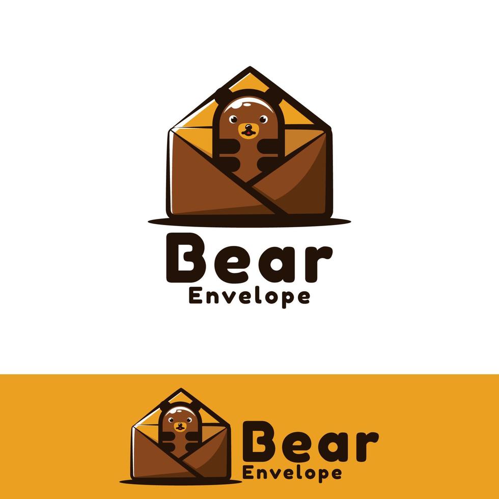 ilustração de arte de envelope de urso vetor