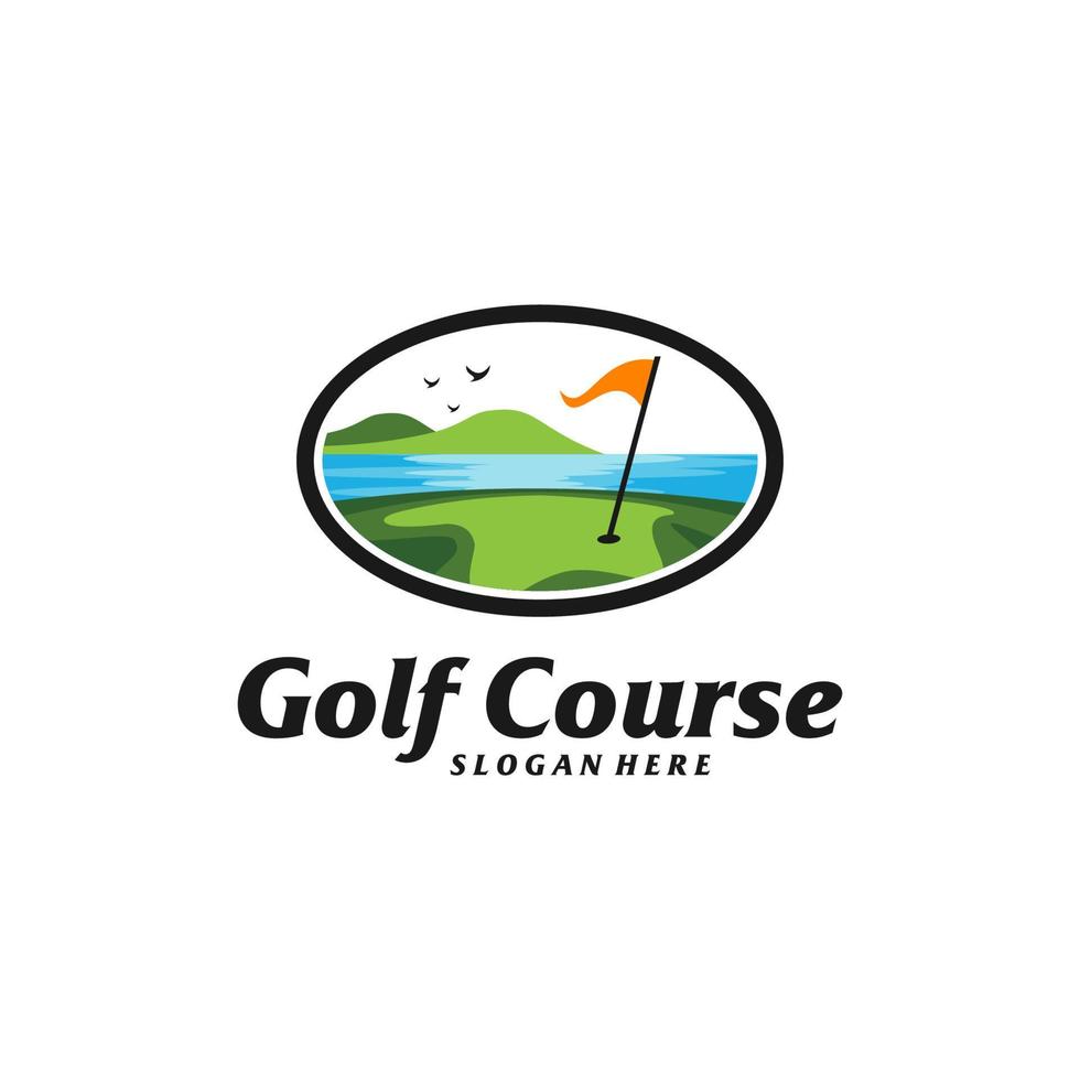 modelo de design de logotipo de campo de golfe. vetor de conceito de logotipo de campo de golfe. símbolo de ícone criativo