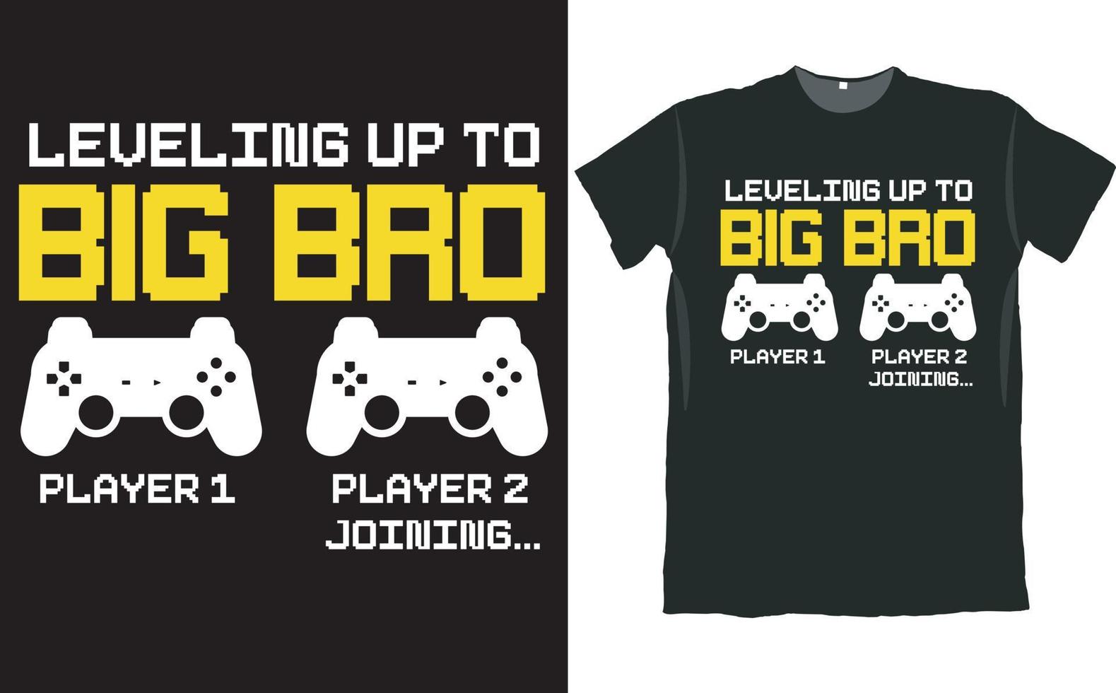 subindo de nível para o design da camiseta do console de jogos big bro vetor