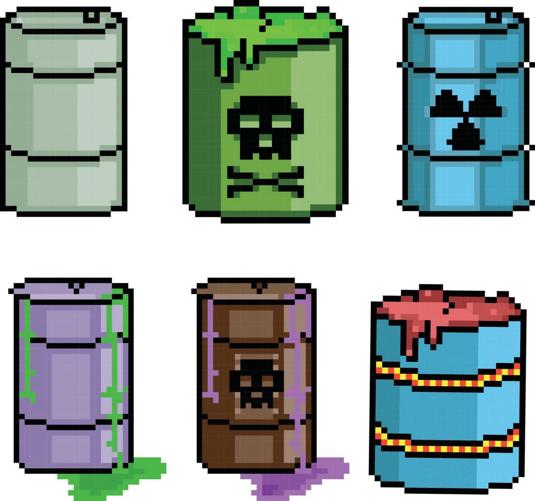 pixel art de barril de petróleo. vetor