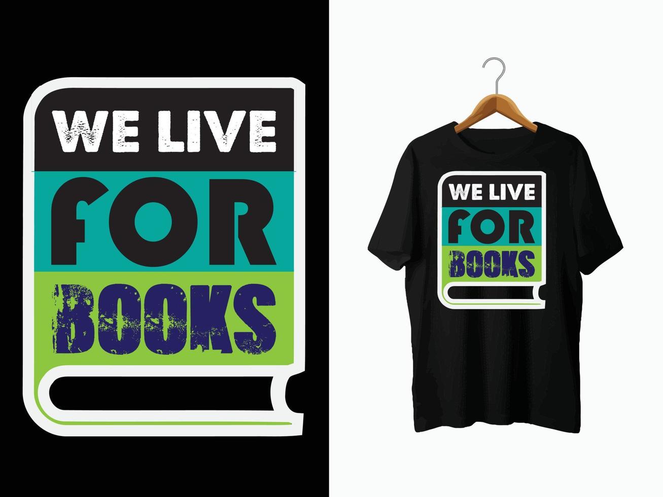 design de camiseta de amante de livros vetor