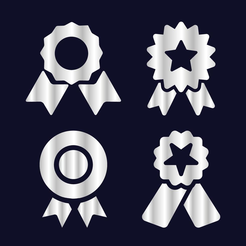 emblemas de prata e rótulos de conjunto de vetores de estoque de qualidade de selo