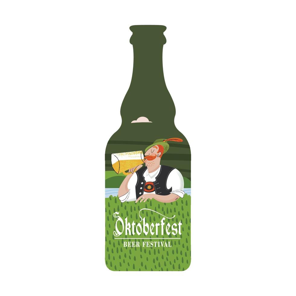 uma garrafa de cerveja. ilustração vetorial colorida. festival de cerveja, oktoberfest. vetor