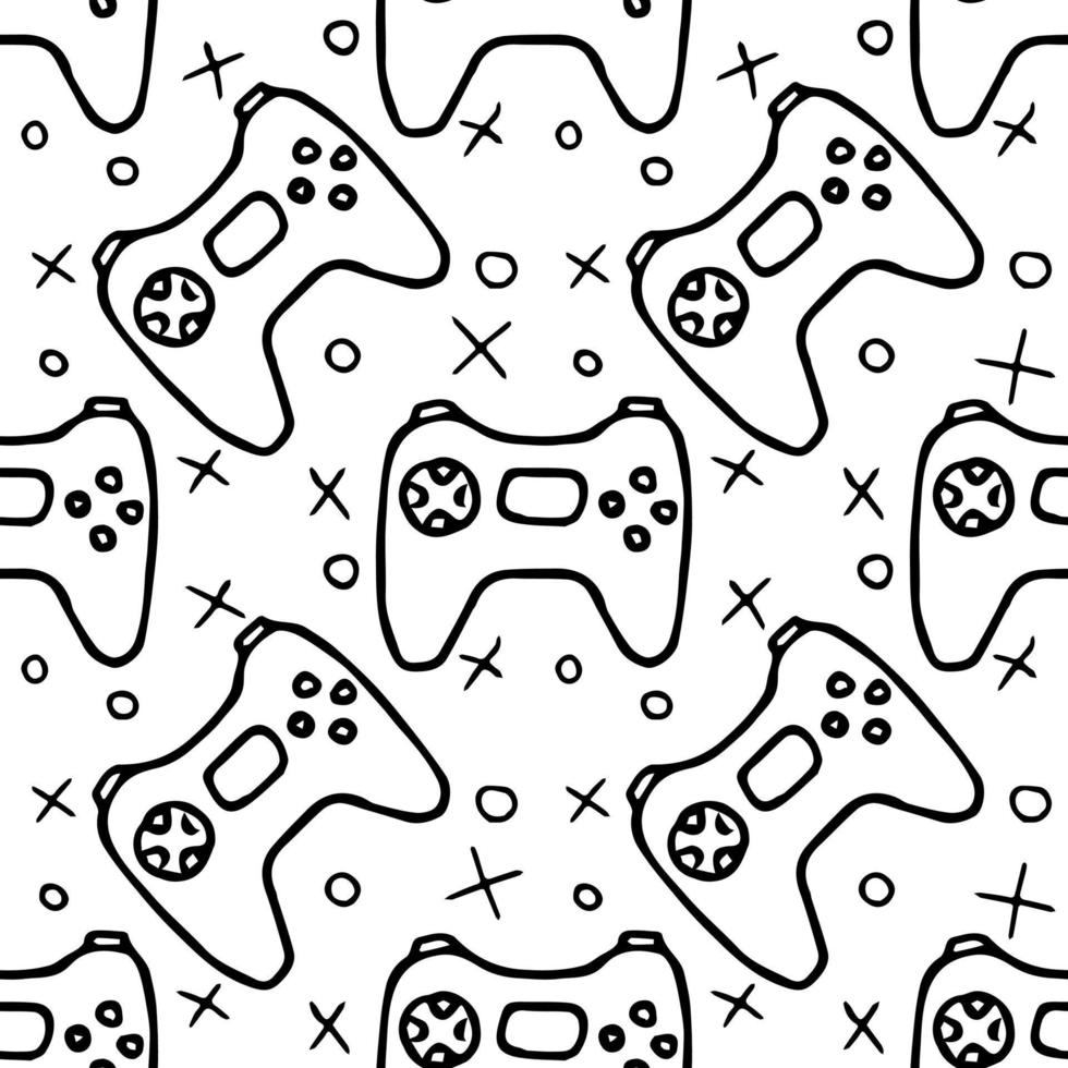 padrão com ícones do gamepad. padrão de jogo sem costura. vetor