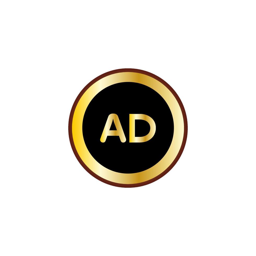 design de logotipo de círculo de letra de anúncio com cor dourada vetor