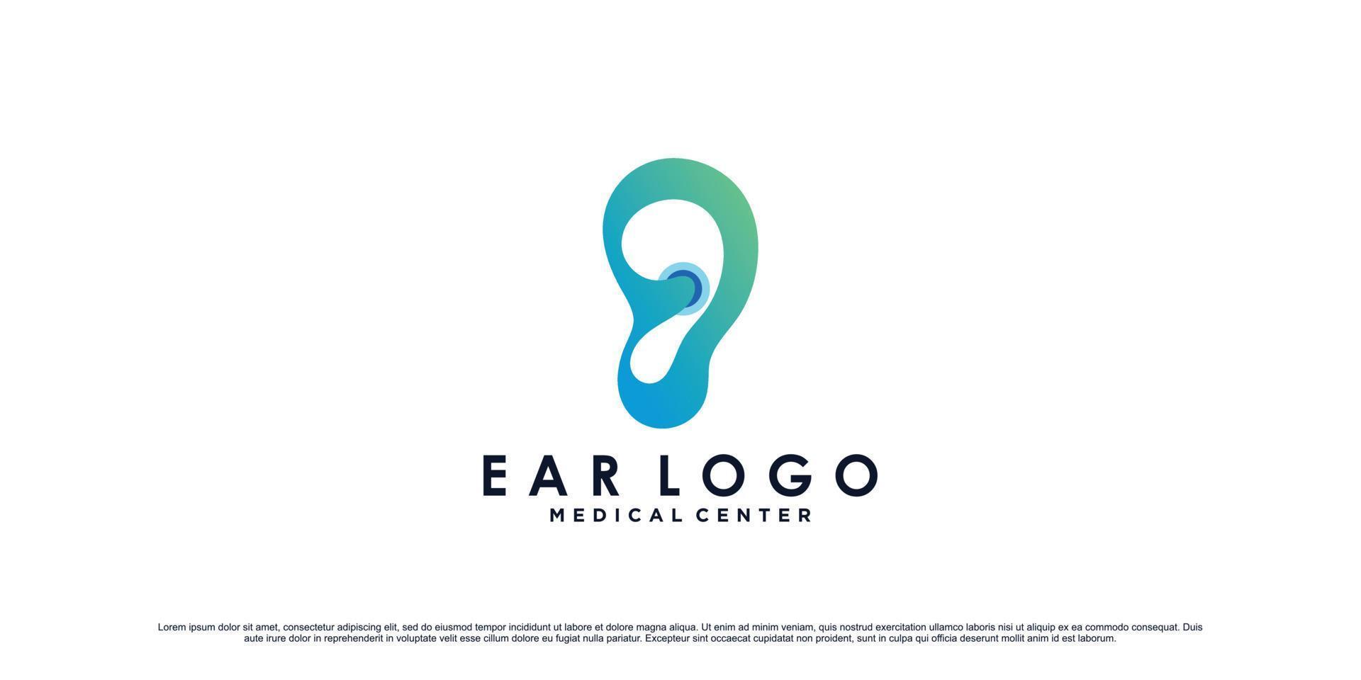 modelo de design de logotipo de cuidados com os ouvidos com vetor premium de elemento criativo