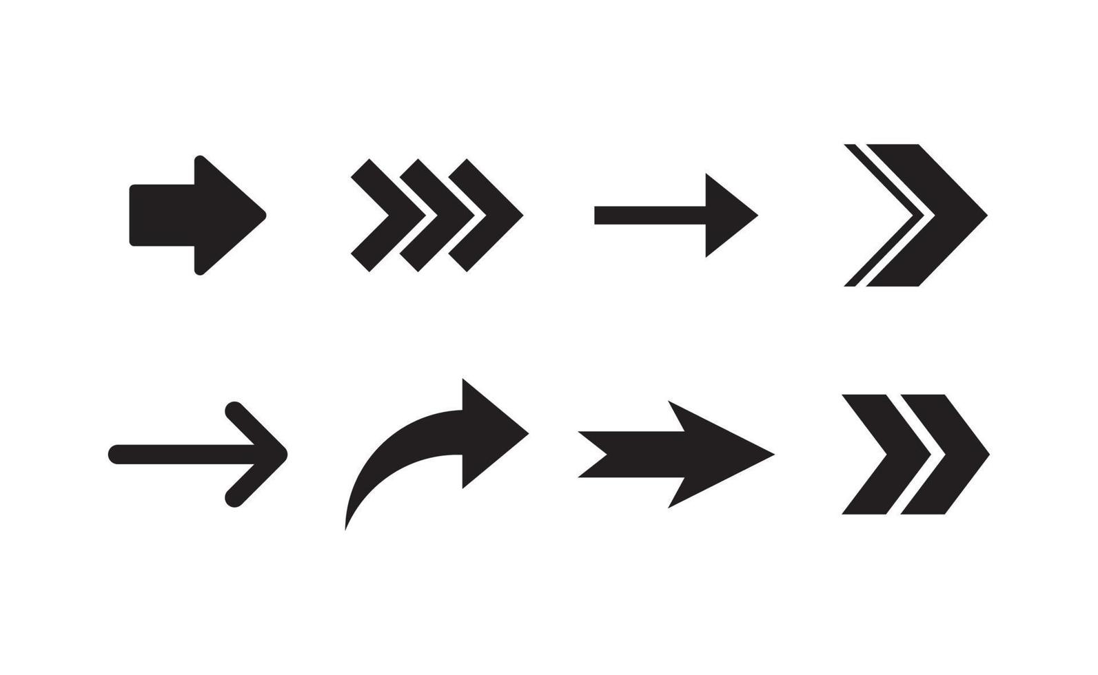 conjunto de setas. coleção de ícone de pictograma de seta. vetor