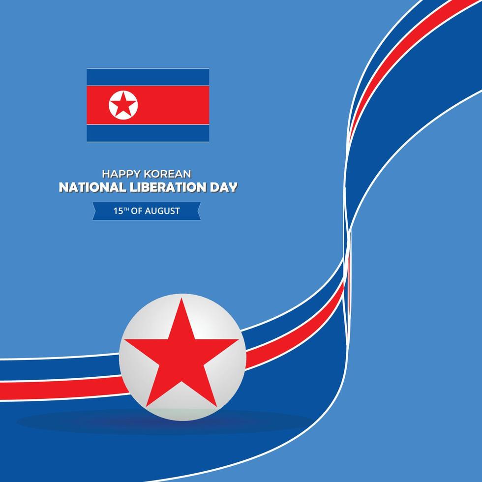 15 de agosto dia da libertação nacional da coreia design de postagem de mídia social vetor