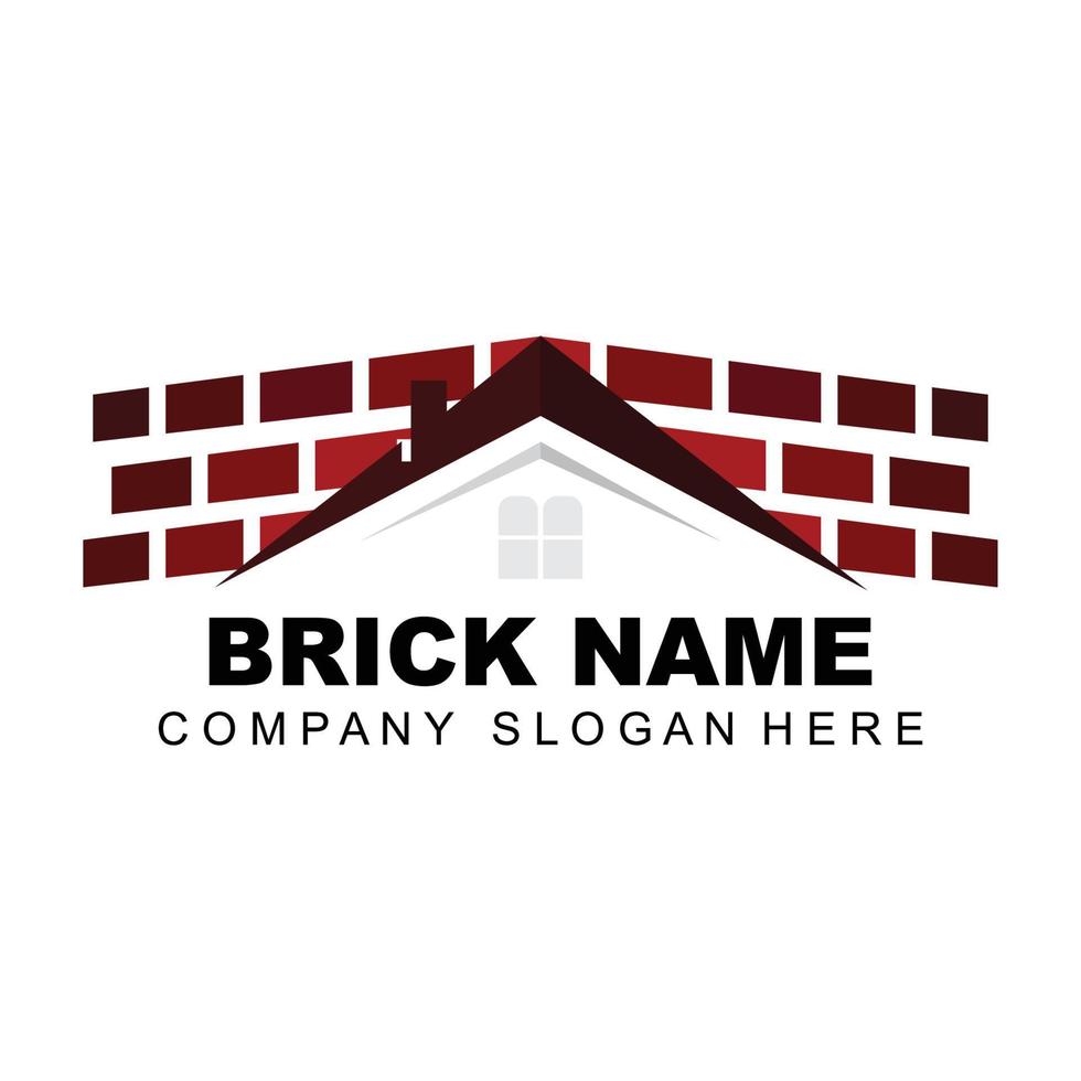 design de logotipo de tijolo, ilustração de material de construção, ícone de marca de produto de empresa de construção vetor