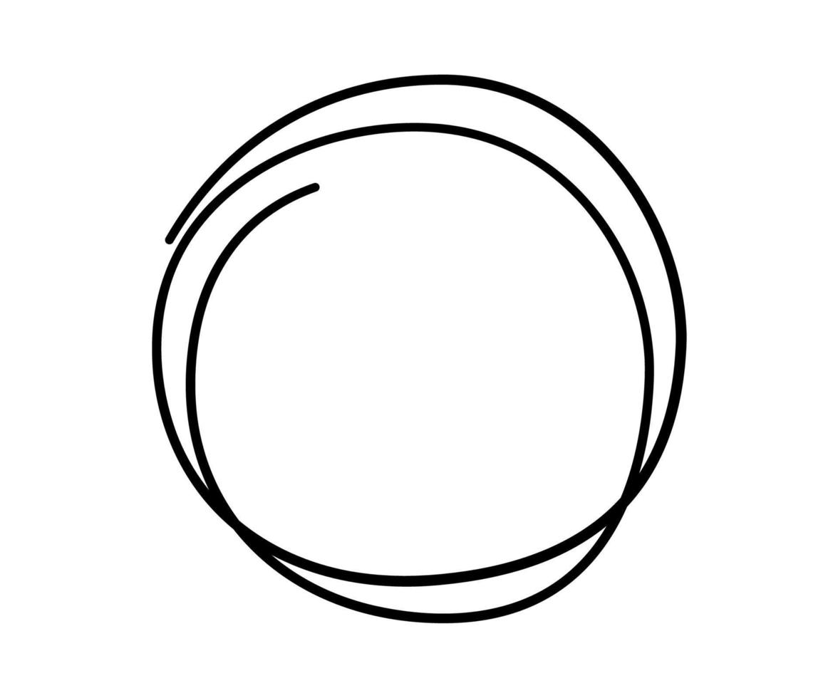 círculo de rabisco desenhado à mão. doodle esboço sublinhado. destaque o quadro do círculo. oval em estilo doodle. ilustração vetorial isolada no fundo branco vetor