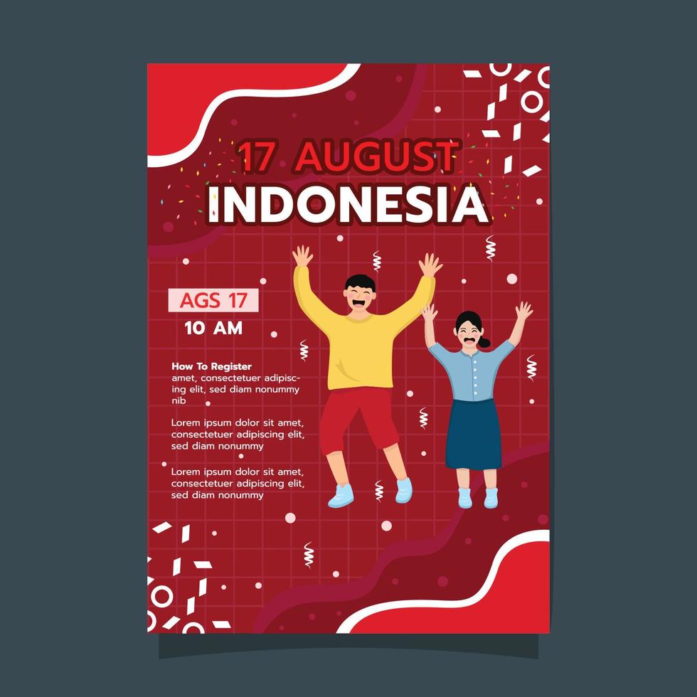 modelo de cartaz de evento do dia da independência da indonésia, dia de celebração da independência da indonésia vetor