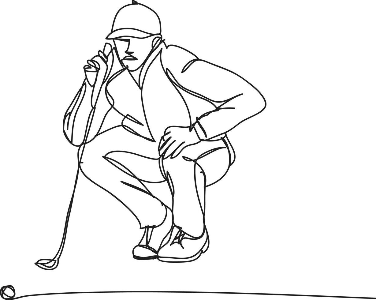 ilustração vetorial de desenho de linha de golfe profissional. vetor