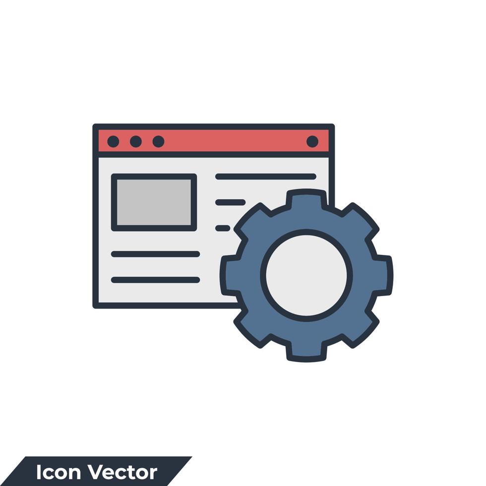 ilustração em vetor logotipo ícone desenvolvimento web. modelo de símbolo de otimização da web para coleção de design gráfico e web