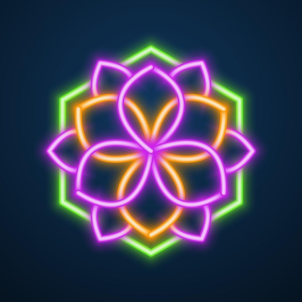 vetor de efeito neon de flor mandala