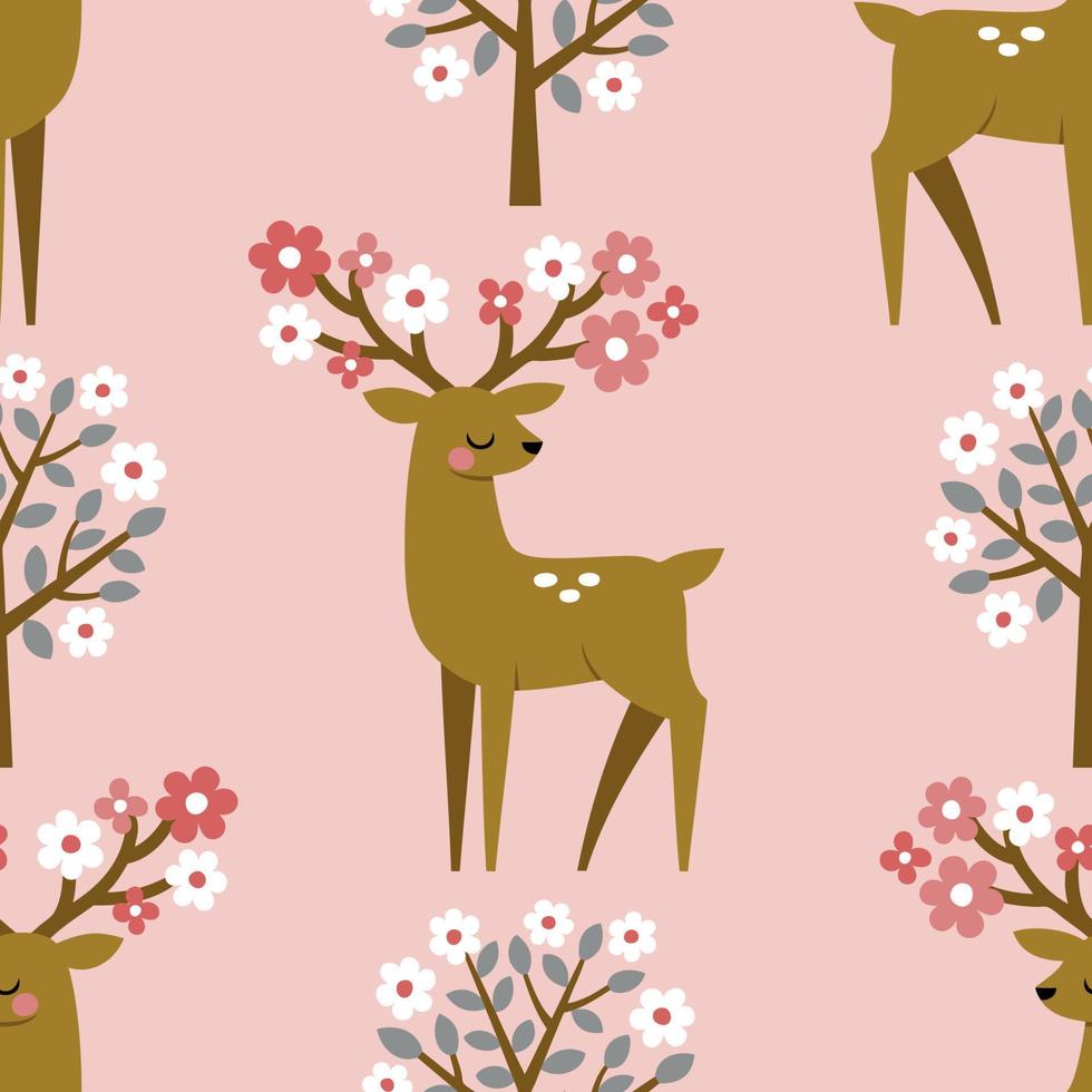 padrão sem emenda com fulvo vintage bonito em fundo floral. perfeito para têxteis, papel de parede ou design de impressão. vetor