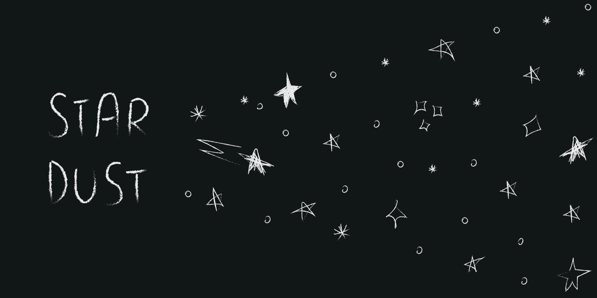 ilustração de cosmos doodle definido em estilo infantil, design clipart. poeira de estrela do espaço abstrato desenhado à mão. Preto e branco. vetor