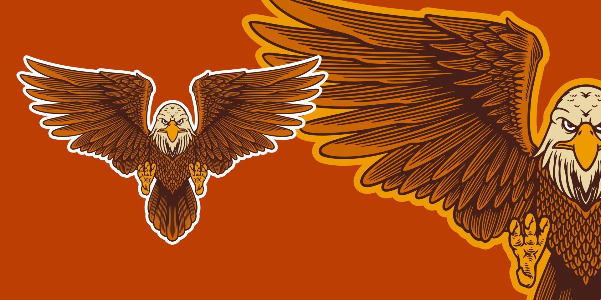 estilo de desenho animado de ilustração vetorial de mascote de águia vetor