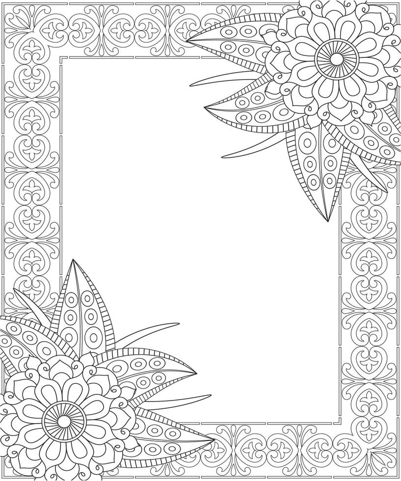 desenho de flores para colorir para adultos vetor