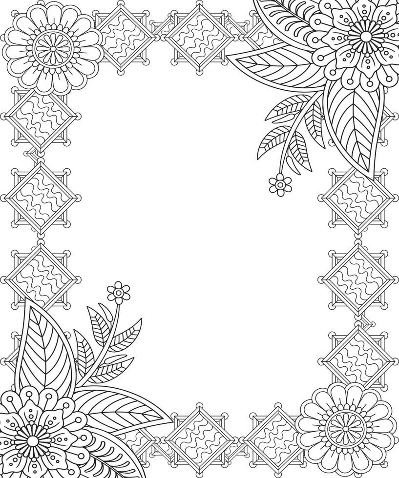 desenho de flores para colorir para adultos vetor