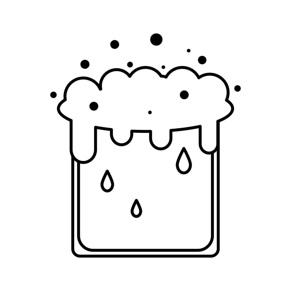 ícone de vidro de rocha com refrigerante e espuma. simples, linha, silhueta e estilo clean. adequado para símbolo, sinal, ícone ou logotipo vetor