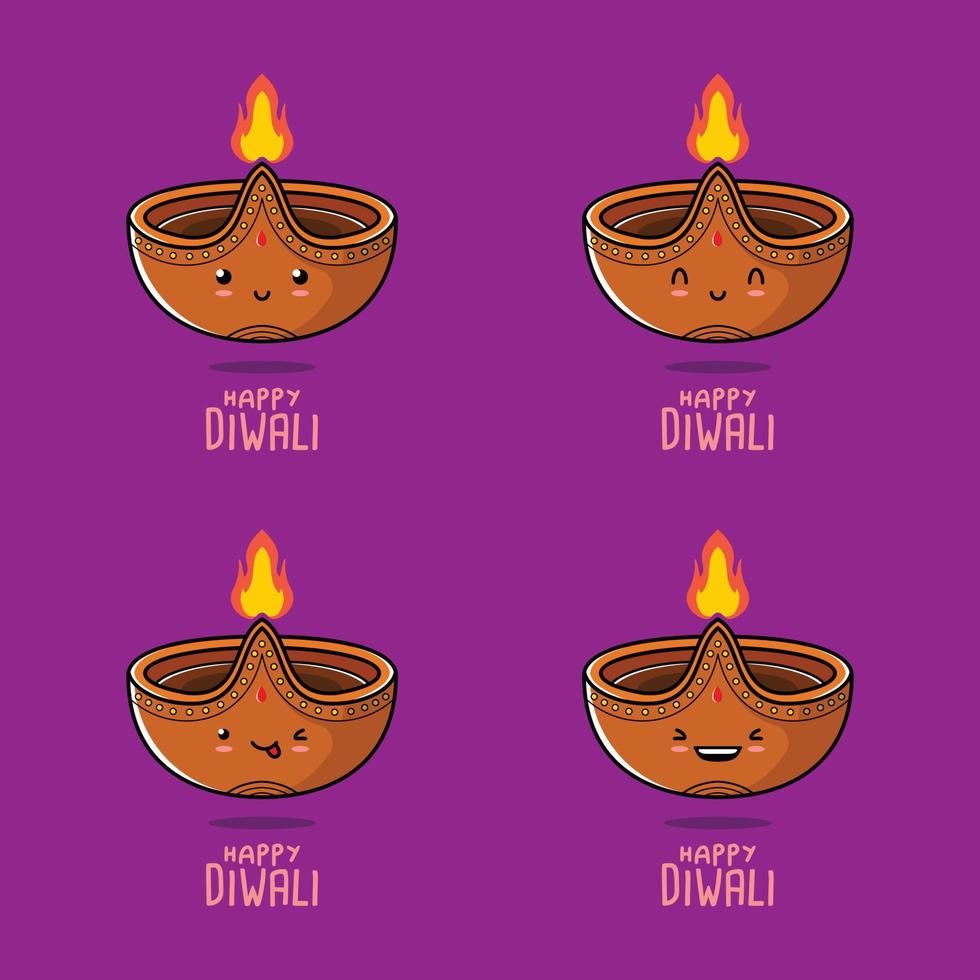 ilustração vetorial de emoji fofo de diwali vetor