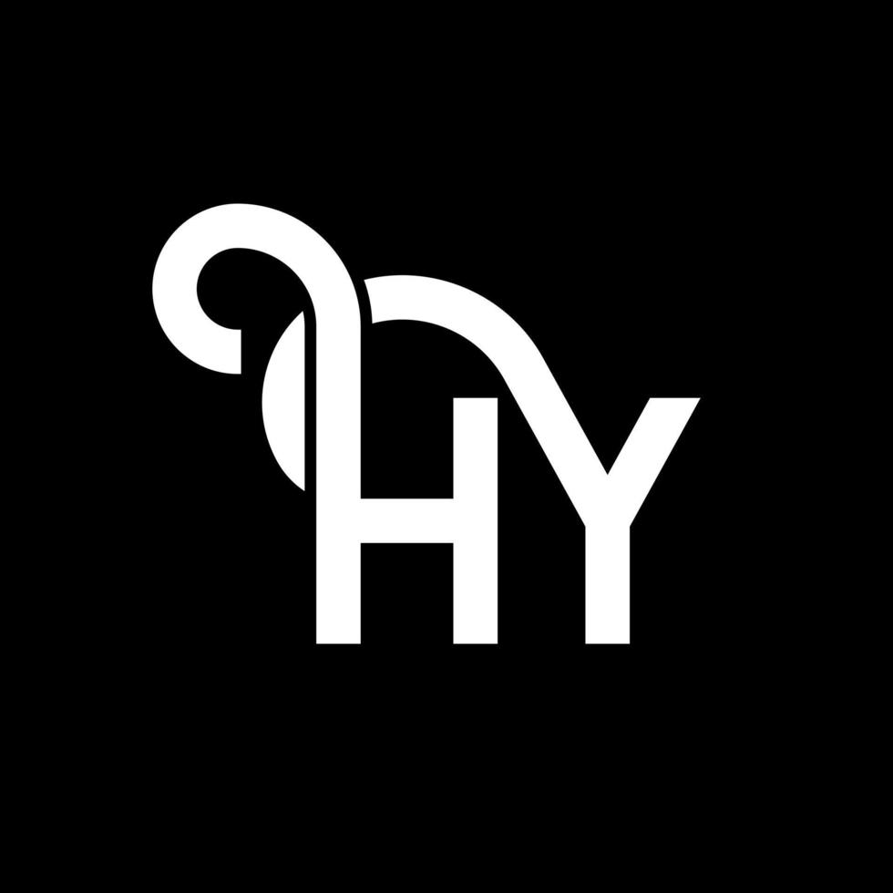 hy carta design de logotipo em fundo preto. hy conceito de logotipo de letra de iniciais criativas. hy design de letras. hy design de letra branca sobre fundo preto. oi, oi logotipo vetor