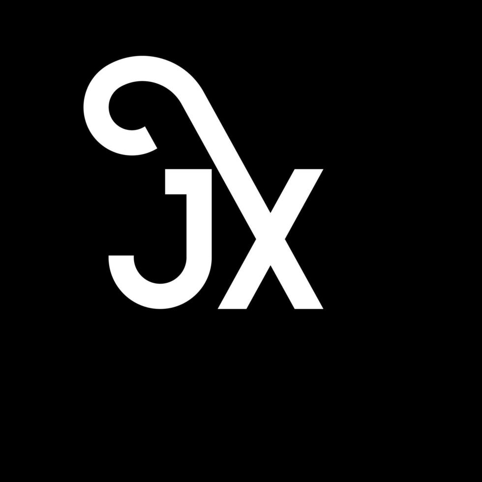 design de logotipo de letra jx em fundo preto. conceito de logotipo de letra de iniciais criativas jx. design de letra jx. jx design de letra branca em fundo preto. jx, logotipo jx vetor