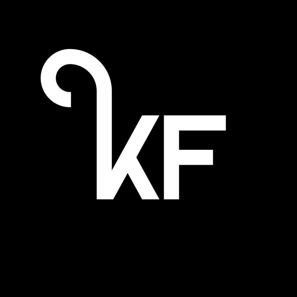 kf carta logotipo design em fundo preto. conceito de logotipo de letra de iniciais criativas kf. design de letra kf. kf desenho de letra branca sobre fundo preto. kf, logotipo kf vetor