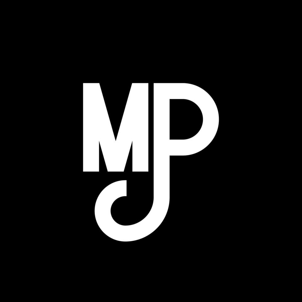 design de logotipo de letra mp. letras iniciais mp logo ícone. modelo de design de logotipo mínimo de carta abstrata mp. vetor de design de letra mp com cores pretas. logotipo mp