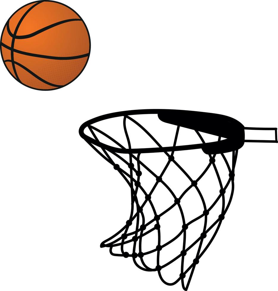 rede de basquete, cesta de basquete, ilustração de gol de basquete em fundo branco vetor