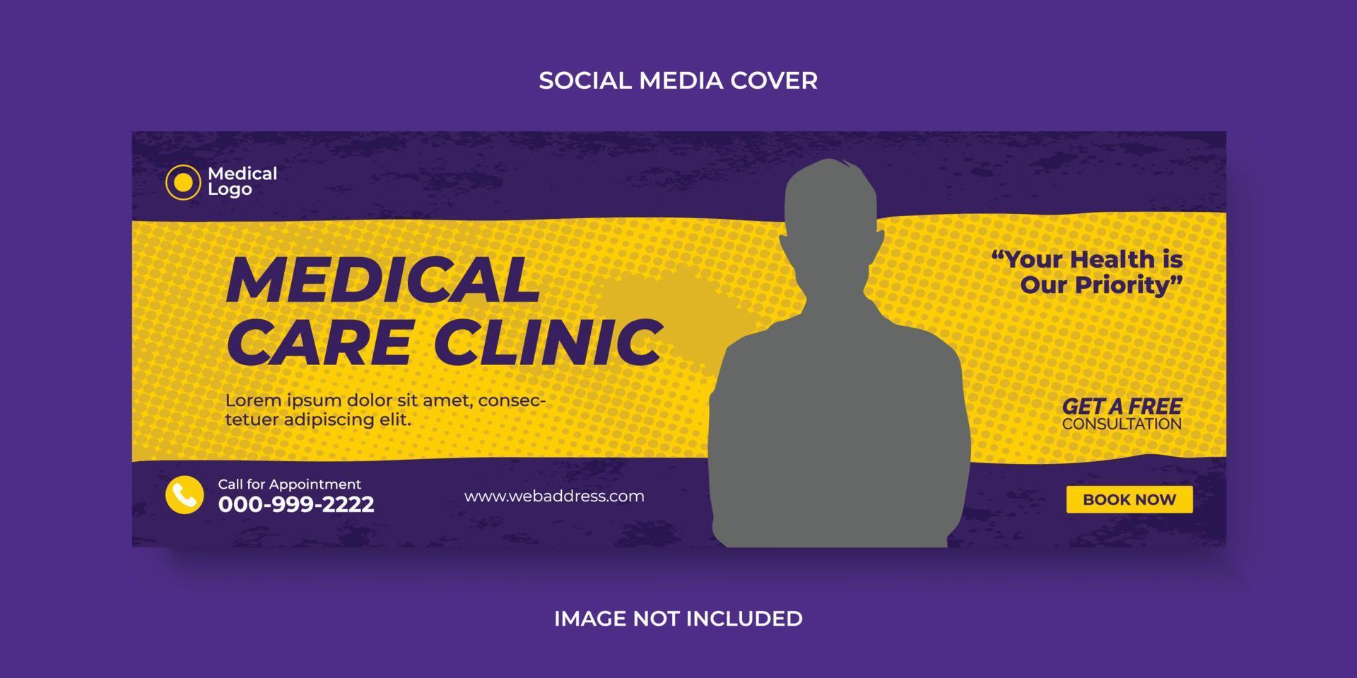 assistência médica, capa de mídia social de assistência odontológica, capa do facebook, modelo de banner da web vetor