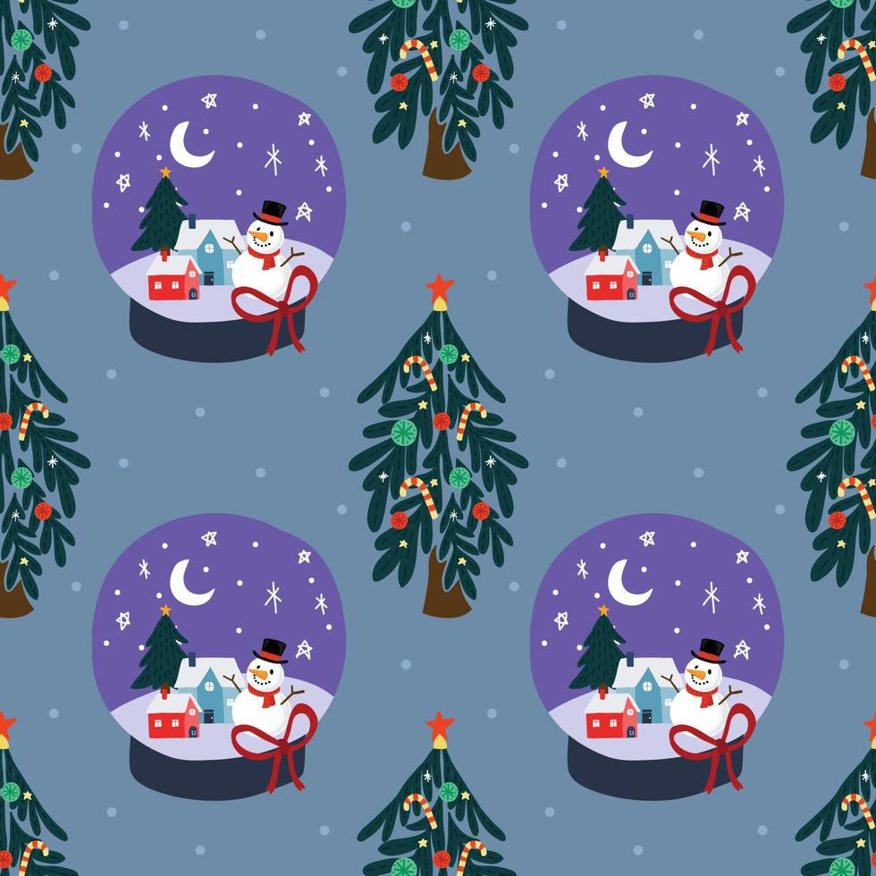 design de padrão perfeito de itens de natal fofos para embrulho de fundo azul de papel vetor