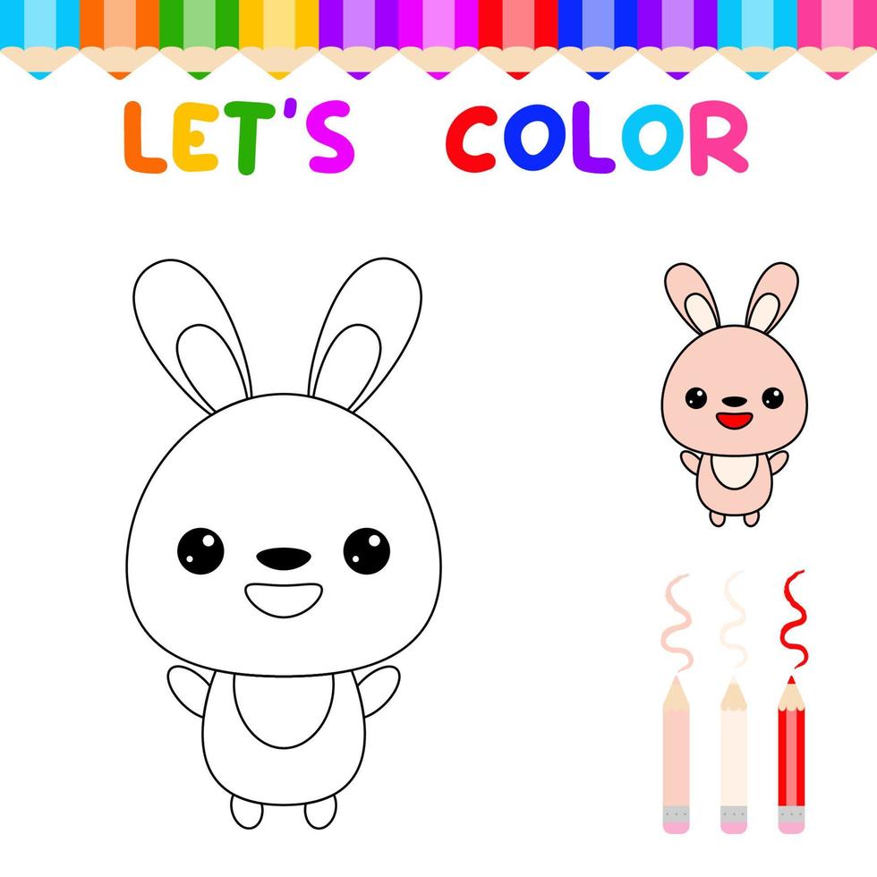permite colorir o livro de colorir animais fofos para crianças pequenas.  jogo de educação para crianças. pintar o coelho 12004694 Vetor no Vecteezy