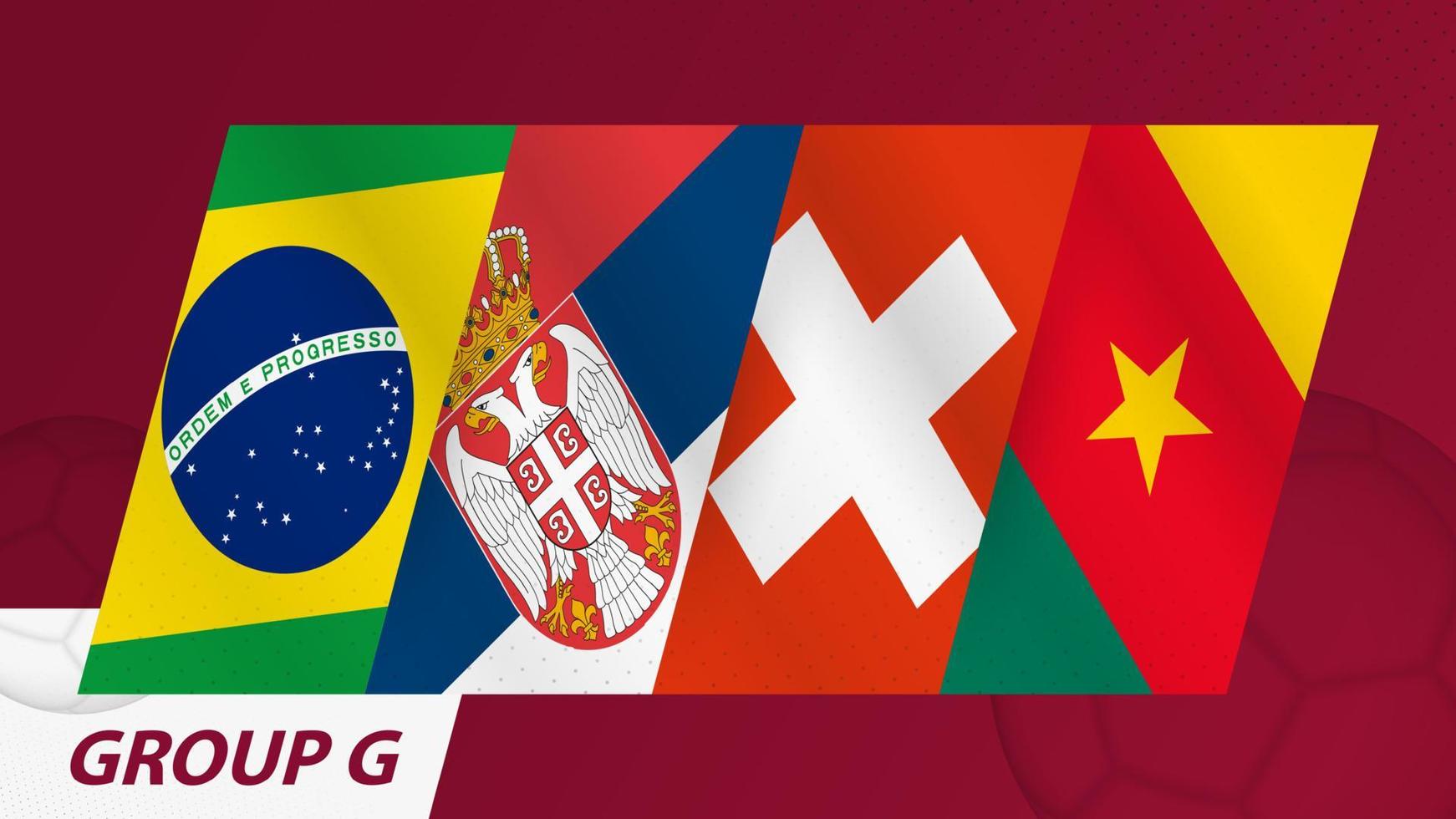 bandeiras do grupo g do torneio internacional de futebol 2022. vetor